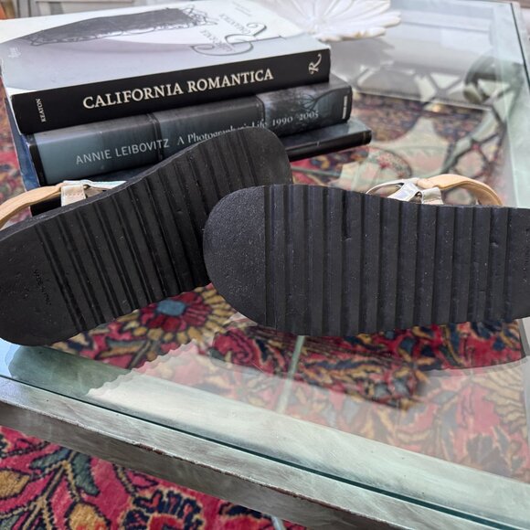 Chanel Dad Sandals Black White Tan Holographic Strap Euro Size 38 US Size 7.5 - Picture 8 of 13